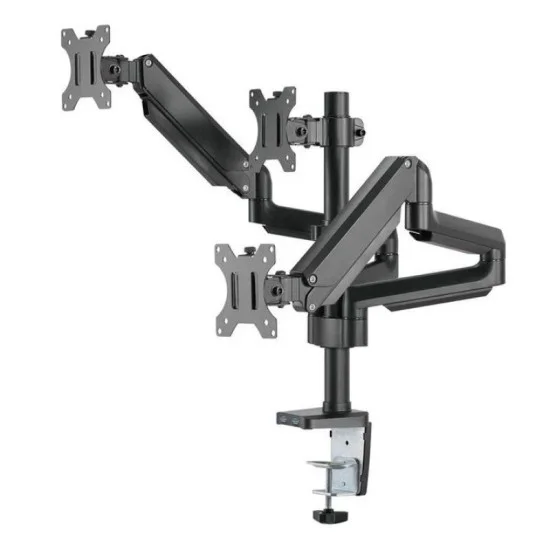 Twisted Minds Premium Triple Monitors Aluminum Pole Mounted Gas Spring Monitor Arm With Usb Ports (Fit Screen Size 17"-27") (Supports Curve Screen)